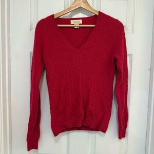 Like New Peck & Peck 2-ply Cashmere Cable Knit V-neck Sweater